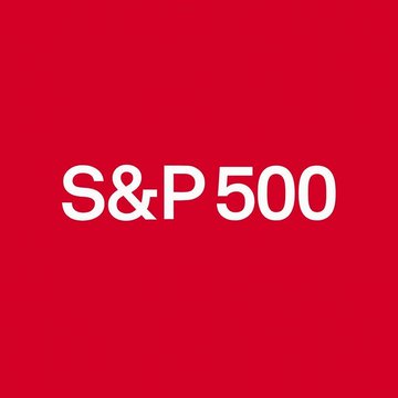 A solid red square with the white text 'S&P 500' centered on it.