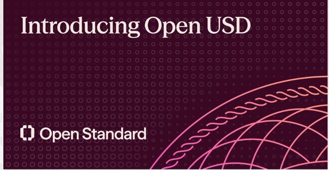 Promotional banner with maroon background reading 'Introducing Open USD' by Open Standard, featuring a decorative globe graphic.