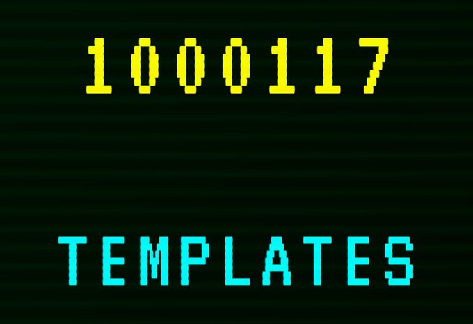 A dark image with yellow binary-style text reading "10000117" and cyan text below reading "TEMPLATES" displayed in a digital/pixelated font.