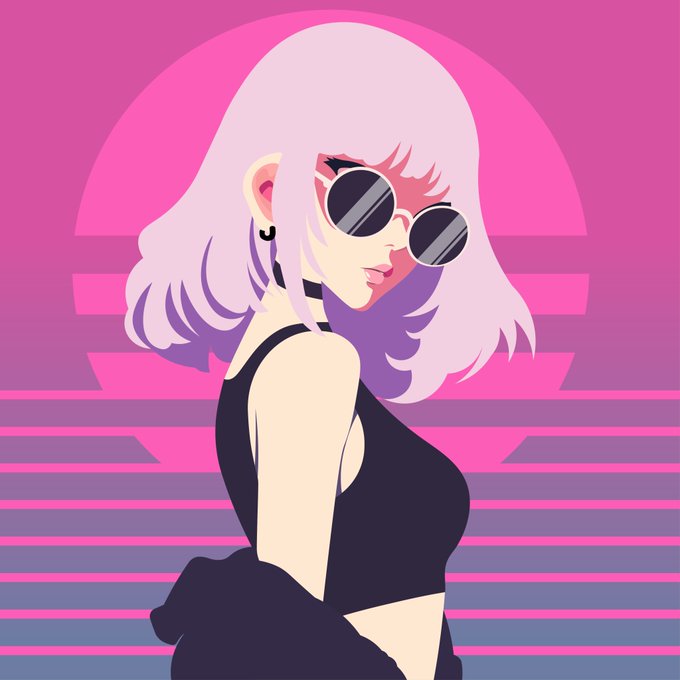 The image features a woman with long hair, wearing sunglasses and a black top. She has her arms crossed over her chest and appears to be posing for the photo. The background of the image is pink, which complements the overall color scheme of the illustration. The caption "POP GIRL #4 10eds #tezostuesday" suggests that this artwork might be related to a specific event or trend in pop culture.