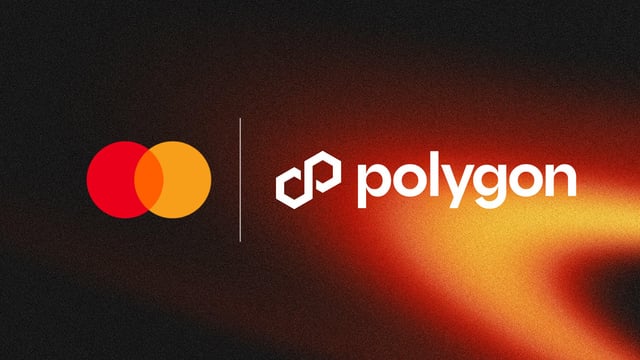 The image features two large circles, each with an orange border, positioned side by side against a black background. The text "Polygon" is written above the circles, and the word "Agent Pay for Machines" is written below them. This suggests that Polygon is collaborating with Mastercard to launch a new payment system called Agent Pay for Machines.