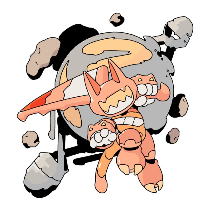 A dynamic cartoon illustration of an orange, fierce-looking anthropomorphic creature with claws and sharp teeth lunging forward with a raised arm, surrounded by floating rocks and a shattered spherical object. The energetic, aggressive pose visually conveys the "IMPULSE" name, complementing the post's announcement about the sale of the final item in the IMPULSE series.