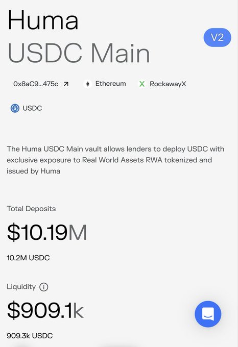 The image shows a white screen displaying a list of items, including the price for $10.19 and $99.9k in USDC currency, along with some text that seems related to cryptocurrency or online investing. The primary information displayed on the screen is about the new USDC vault, which has already attracted over ten thousand dollars in deposits within just under 24 hours of its launch. Users of the vault are interested in investing their money and earning interest from borrowers who require funds for cryptocurrency purchases, loans, or other transactions.