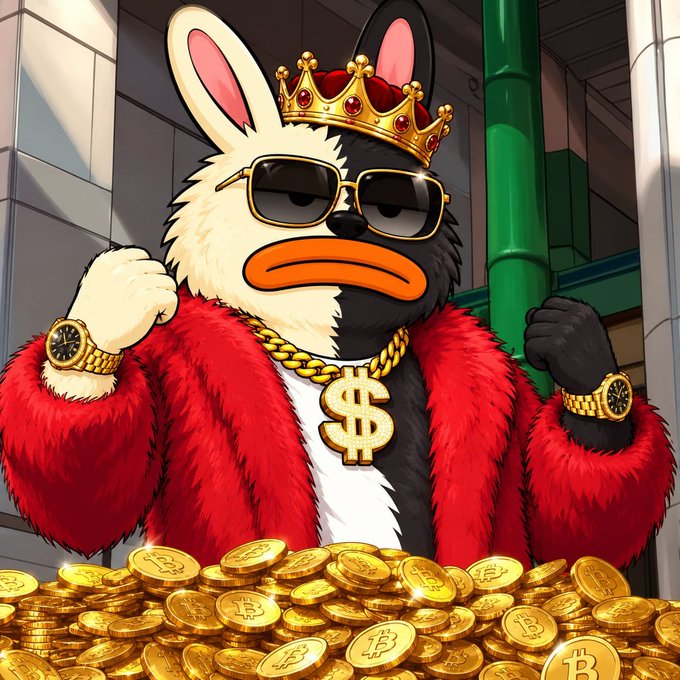 An anthropomorphic duck-like character wearing a crown, sunglasses, and red fur coat sits atop a massive pile of Bitcoin-themed gold coins. The image serves as promotional bait for a "$BORO" token giveaway scam, using flashy luxury imagery to lure users into sending Solana (SOL) cryptocurrency with promises of unrealistic 13.9M or 34.75M token returns.