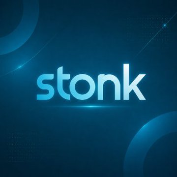 The image displays the stylized "stonk" logo in glowing blue text against a dark blue background with subtle circular design elements, representing the brand identity of StonkFun, the new launchpad referenced in the post. The logo's sleek, tech-inspired aesthetic aligns with the announcement of StonkFun's innovative tokenization platform powered by Raydium.