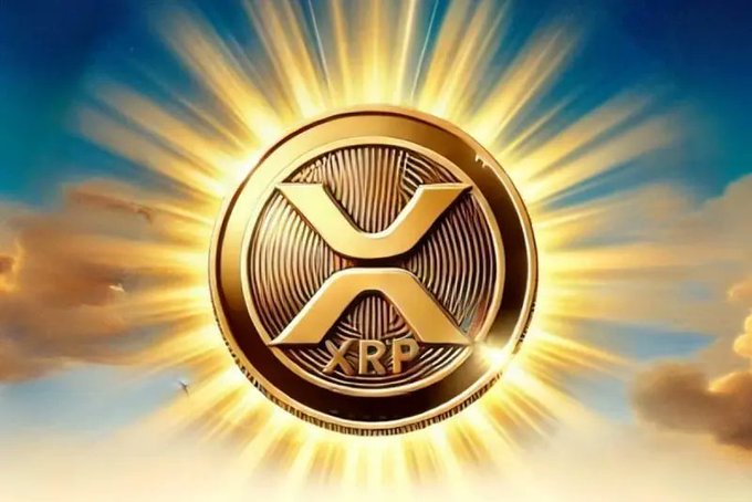 A golden XRP coin radiates beams of light against a sky backdrop, symbolizing the hope of XRP reaching millionaire status. The image visually reinforces the post's call to "manifest" XRP's rise, while promoting the new memecoin $XPUMP on the XRP Ledger as the next big opportunity.