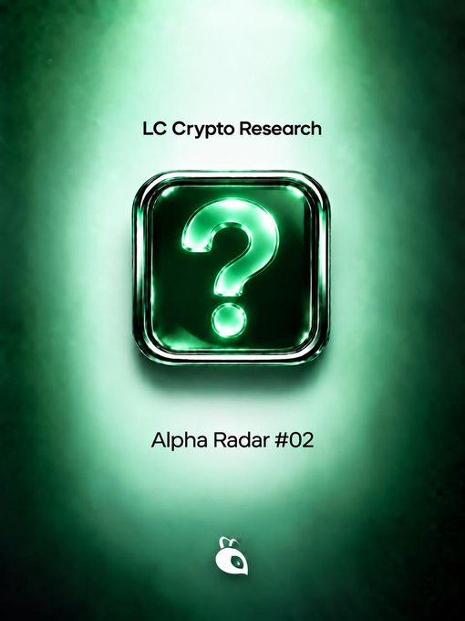 A green glowing app icon featuring a question mark, with the text 'LC Crypto Research' above and 'Alpha Radar #02' below, set against a green background.