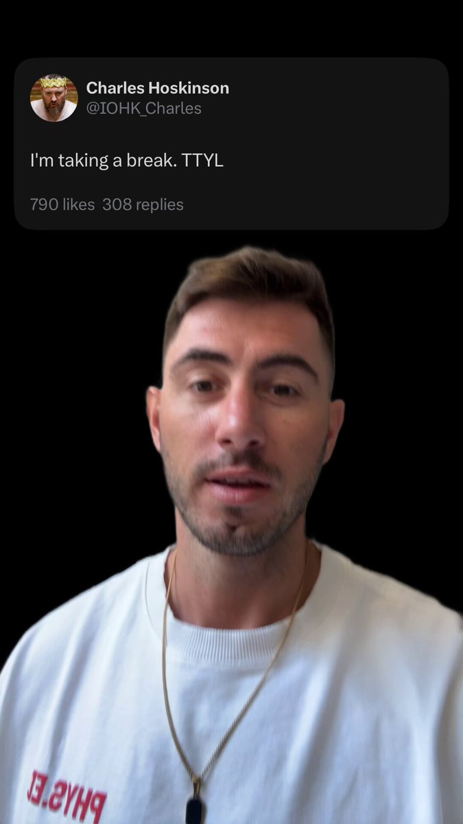 The image features a man wearing a white shirt with red lettering, standing against a black background. The man appears to be looking directly at the camera, possibly posing for a photo or video. There are also some text elements in the image that read "Sell $ADA into $PLS CARDANO founder rage quits and he pinned this". This suggests that the post might be related to an advertisement or promotion for a product named "CARDANO" by the man featured in the image, who is wearing a necklace.