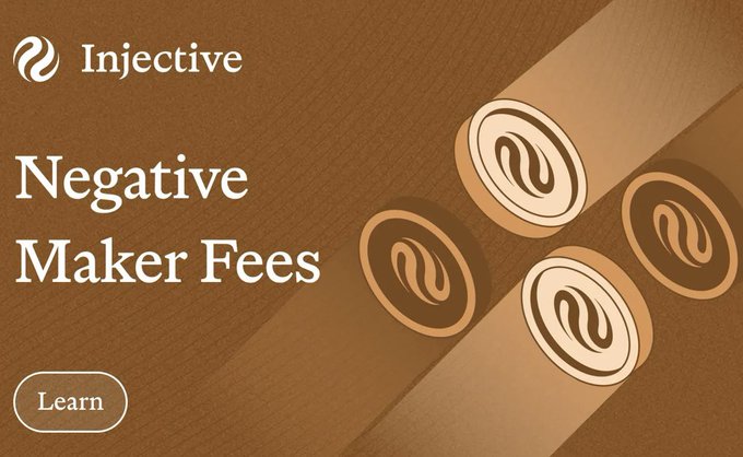 In this image, there's an infographic that displays a coin flipping process with three coins on either side of a brown background. The first coin flips towards the right, while the second one falls towards the left side, creating a visual representation of the concept of negative maker fees in trading. The text above and below the coin flip illustrates how to learn about these fees by interacting with the infographic itself.