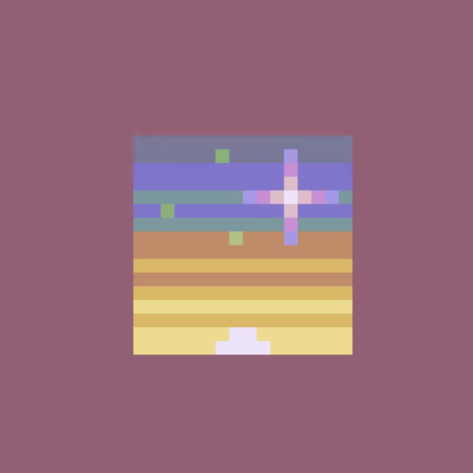 A pixel-art image depicting a sunset over an ocean with a small white boat, set against a maroon background, shared as a token of appreciation in reply to @anza__c.