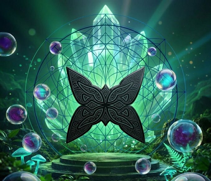 The image features a butterfly-shaped design surrounded by bubbles, with a green background that includes plants and mountains. The butterfly is positioned at the center of the image, drawing attention as its focal point. The bubbles surrounding the butterfly are scattered throughout the scene, adding depth and dimension to the composition. The overall atmosphere suggests an artistic or creative project related to technology or innovation, possibly involving the internet, cloud computing, artificial intelligence, or other technological advancements that require vast amounts of infrastructure.