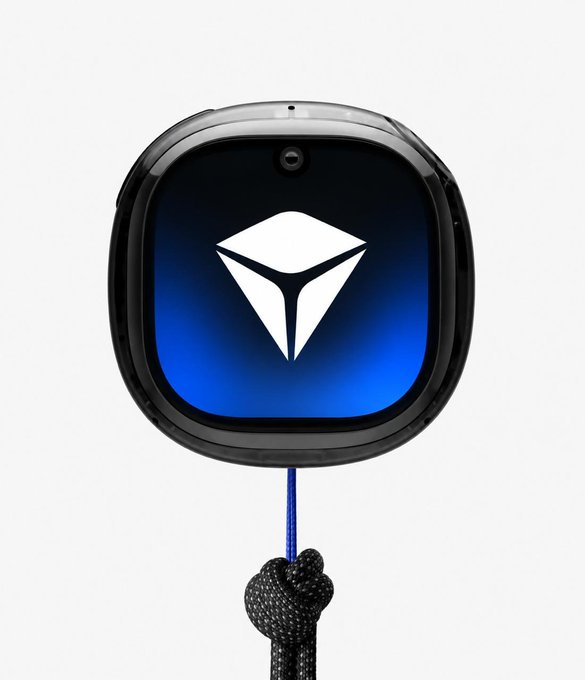 A black, rounded smartwatch-like device displays a white TRON logo on a glowing blue screen, with a small camera lens at the top and a knotted black paracord lanyard hanging below. The futuristic design suggests it's a hardware wallet or crypto security device branded with the TRON symbol, fitting the "Version for Keeper" caption indicating a keeper/custodial variant of the product.