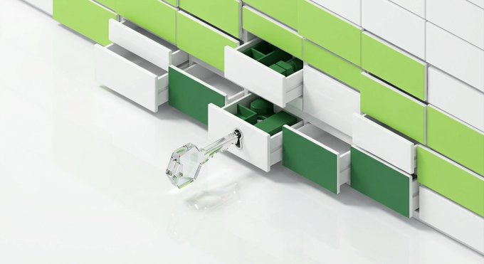 A glowing key unlocks multiple drawers in a grid of green and white compartments, symbolizing access to AI-powered smart contract functionality. The metaphor illustrates how Jev's HybridCompute 2.0 unlocks new capabilities for any Ethereum dapp with a single line of code.