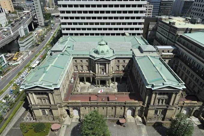 An aerial view of a large, historic stone building with a green copper roof and a central dome, surrounded by modern city buildings and roads.