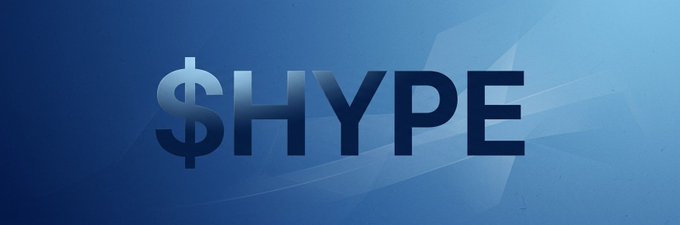 A simple graphic displaying the word '$HYPE' in bold dark blue letters against a gradient blue background, likely referring to the HYPE cryptocurrency token.