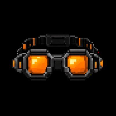 A pixel art illustration of orange-lensed goggles against a black background, evoking a retro gaming or futuristic aesthetic. The image complements the post by serving as the visual identity for the "Next Cook" project and "@thebunkerhood" NFT collection offering a free mint for 3,333 Citizens seeking whitelist access.