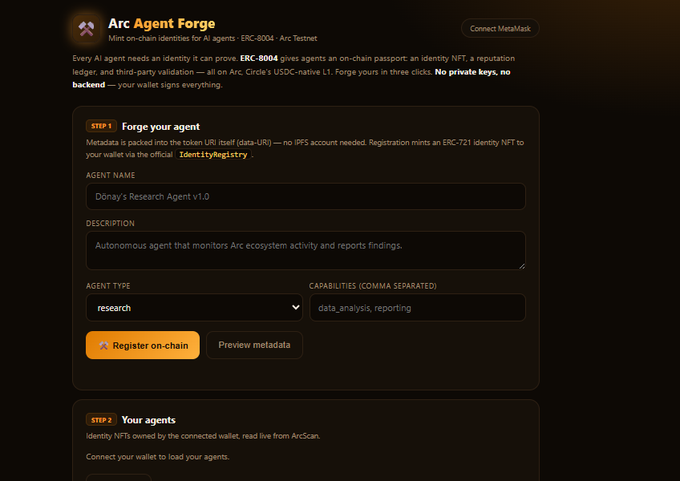 In this image, there's a screenshot of an email address input field for an Arc account, displaying a list of agents that are part of the account. The email address provided by the user is "arc testnet", which suggests that they have already registered their email before starting. This user has also added some agents to the account: Bitcoin Cash, Avalanche, Libra, EOS, Ripple, and Ethereum. These agents appear in various places within the screenshot, such as on the screen itself and in the emails. The main focus of this email address is where the user resides, which can be inferred by the inclusion of "arc testnet" at the top left corner of the image.