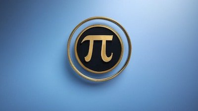The image displays the Pi Network logo, featuring the Greek letter "π" (pi) in gold on a black circular background, set against a blue gradient backdrop. This branding relates to the post by inviting Pi community members to share any updates or news about the cryptocurrency project.