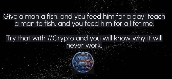 The image features a black background with white text that reads, "Give a man a fish, and you feed him for a day. Teach a man to fish, and you feed him for a lifetime." The caption also includes an image of a planet in space.