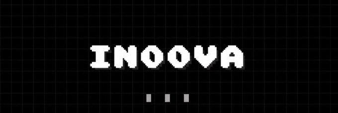 A pixelated text logo reading 'IN00VA' displayed in white on a black grid background.