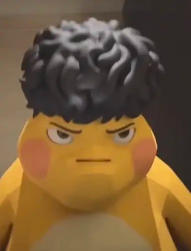 A yellow creature character styled after an anime figure, sporting a messy black wig and a grumpy expression, with rosy cheeks and furrowed brows. The image humorously represents someone confused or frustrated about missing out on profits in the BSC (Binance Smart Chain) crypto space, wanting to follow others' trades as depicted by its pouty, reluctant demeanor.