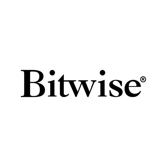 The image displays the "Bitwise®" logo in black serif font on a white background, representing the asset management firm referenced in the post announcing Bitwise's launch of PAPY, a Morpho vault offering 5-6% variable APY through lending Agora's AUSD stablecoin against tokenized RWAs.