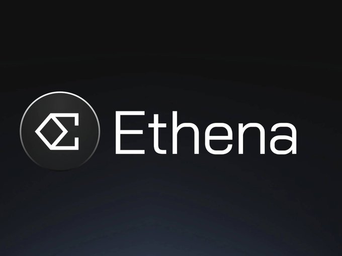 The image displays the Ethena logo, featuring a stylized "E" emblem in a dark circle alongside the word "Ethena" in white text on a black background. This branding corresponds to the news that Ethena's assets on Robinhood Chain surpassed $200 million within just one month of its launch.