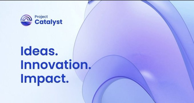 A project banner for 'Project Catalyst' featuring a glossy 3D purple abstract shape alongside the text 'Ideas. Innovation. Impact.' in blue.