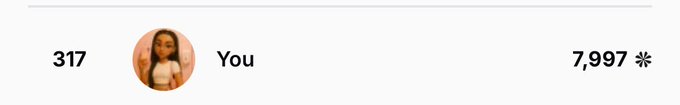 A social media follower counter showing the account 'You' with 317 followers and 7,997 posts/following.