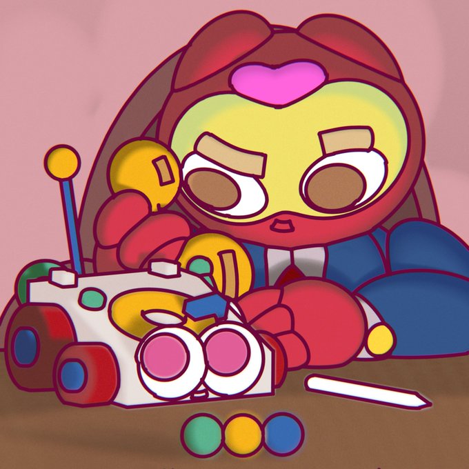A cartoon astronaut figure, labeled "SPACE BOI," is intently operating a colorful remote-controlled device with an antenna, surrounded by scattered colored discs. The image playfully illustrates the post's caption about "SPACE BOI MAKING AN INTERNATIONAL DEAL," tying the character's focused actions to the theme of negotiation or transaction in the "BASICS IN 3D" series on objkt.com.