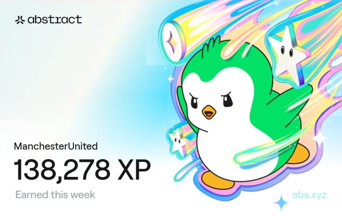 The image features an abstract poster with a cartoon penguin as its main subject. The poster has a blue background, white stars, and colorful lines that create a vibrant and eye-catching design. The text at the bottom of the poster reads "It'S been a great week on Abstract, and I finally reached Platinum tier I'M really happy !" which indicates that the penguin is in the top tier of the post's popularity.