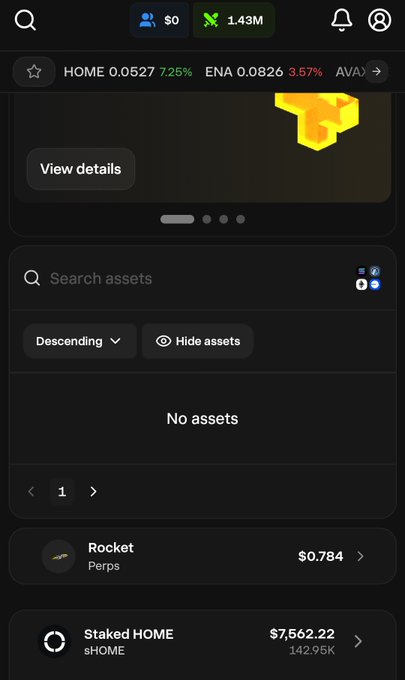 The image shows an app screen with a list of cryptocurrency names, including "ROCKET" and "PERS", along with their respective values. The top left corner displays the home screen, while the bottom right corner features a post about a dream of being able to stake money in the cryptocurrency market. The post is titled "@defiapp #71 on global leaderboard in S2 4th in my faction (Profit Papis) near 150k $HOME staked and a dream."