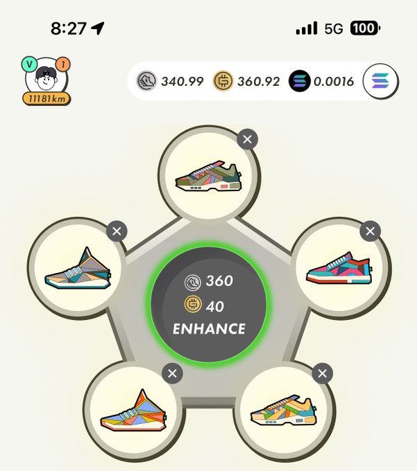The image shows a shoe store display with six different types of shoes arranged around a circle, each pair displayed next to its corresponding number. The numbers are 360, 40, and 180. The post suggests that these shoes can be enhanced by adding more colors or styles, which could potentially increase the value of the shoes for the store.