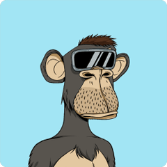 A cartoon illustration of a brown monkey character wearing reflective sunglasses against a light blue background.