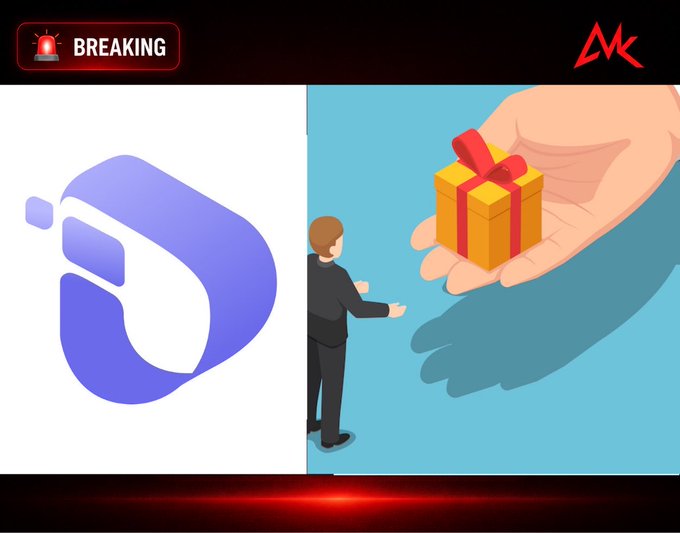 The image features a "BREAKING" news banner alongside the InterLink logo and an illustration of a man receiving a gift from a large hand, symbolizing InterLink's 10 million user milestone and the rewards being given to its community.