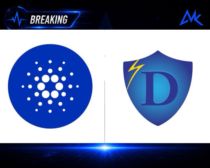A "BREAKING" news graphic displays the logos of Cardano (ADA) and Draper University, illustrating the announcement that Draper University's Apex Growth Accelerator program is now accepting applications from Cardano founders, offering up to $70K in funding and 10 weeks of residency in Silicon Valley.