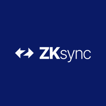 The image features a logo for a company named "ZK sync". The logo consists of two white arrows pointing in opposite directions, with the word "ZK" written below them. Below this, there's a description that reads "just in: $ZK sync", indicating that the company is now live on @Bitstamp.