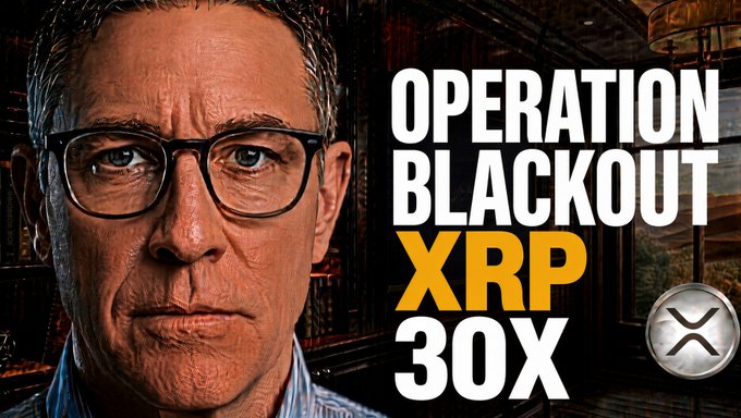 A thumbnail featuring a close-up of a serious-looking man with glasses beside bold text reading "OPERATION BLACKOUT XRP 30X," with an XRP logo, promoting a video about 267,664 XRP stolen, Operation Blackout, and a Ripple settlement partnership.