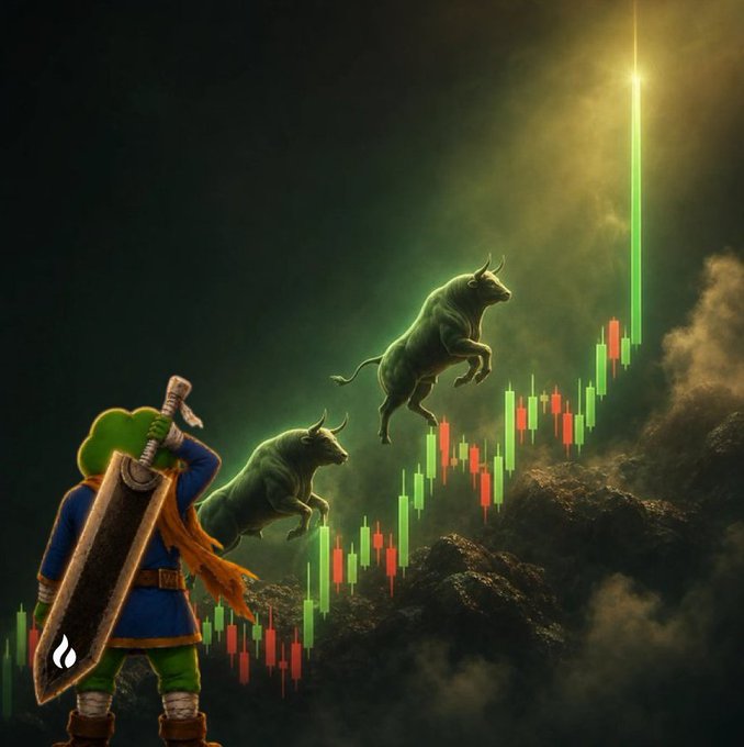 The image features three bulls depicted as jumping up towards a line of green bars going upwards with red lines, which represent stock market indicators. The bulls are leaping over this barline against a dark backdrop that appears to be related to an economic forecast or analysis. The background suggests the bulls symbolize an upward economic trend.