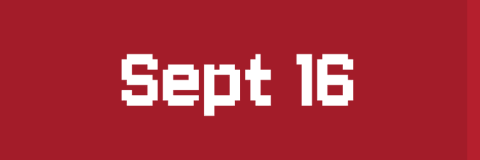 A bold red graphic displays "Sept 16" in white pixel-style font, announcing the launch date when the project will mint on Arc Mainnet, aligning with the post's excitement about the upcoming day-one release.