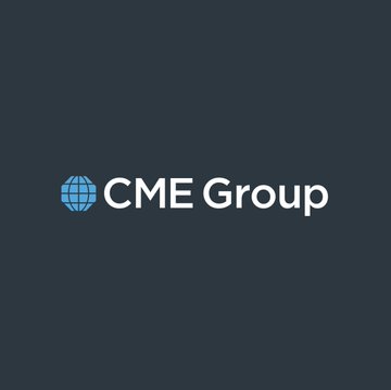 The image displays the CME Group logo, featuring a blue globe icon alongside the white "CME Group" text on a dark navy background. This branding directly relates to the post, as CME Group is the financial institution credited with achieving $459 billion in notional crypto derivatives volume during Q2, reflecting its growing role in institutional crypto trading.