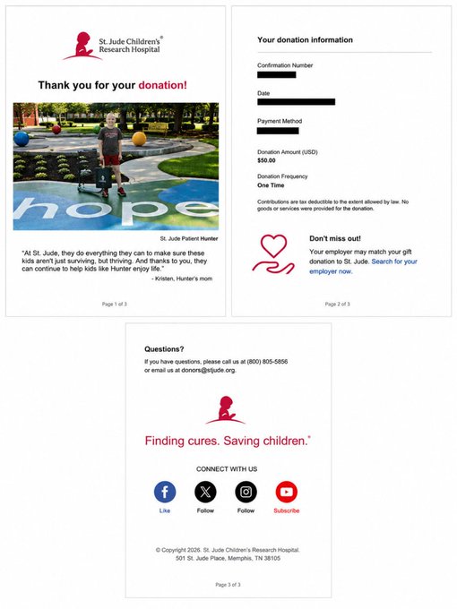 The image shows a screenshot from a donation page for St. Jude Children's Research Hospital, which offers to help children with illnesses related to their immune systems or blood cell production. The website includes information about the organization, the types of diseases they treat, and details on how donations can be made. The focus of the post is clearly displayed on the image by text that says "Asteroid was born from a dream: reaching the stars Today, we want to help protect the dreams that matter most".