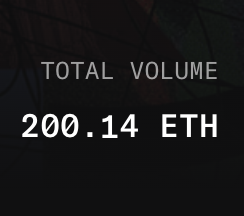 A text box that reads "Total Volume 200.1.14 Eth" with a black background and white text.