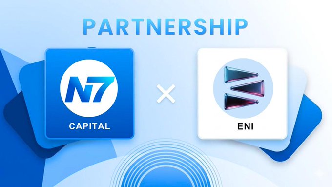 A promotional graphic showing a partnership between N7 Capital and ENI.
