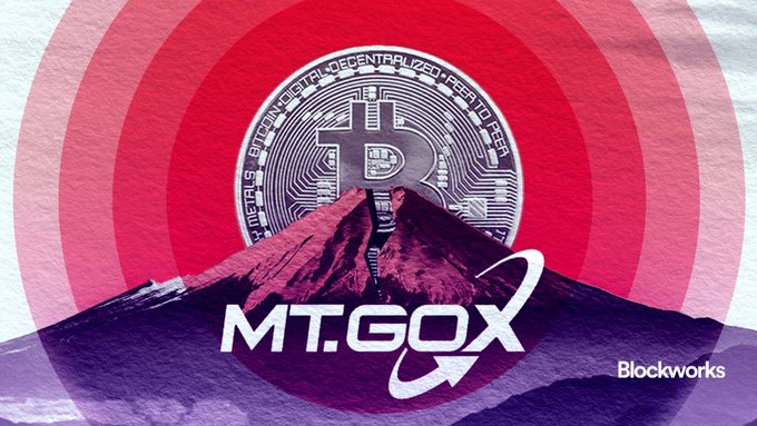 The image features a large Bitcoin logo with a mountain backdrop, accompanied by text that reads "MT.GOX". The text also includes phrases such as "THE GHOST OF MT. GOX SHOWED UP AT THE WORST POSSIBLE TIME. BUT READ THE CHAIN BEFORE YOU PANIC." and "focus on what is in the image and how it relates to the post". These phrases suggest that there might be a connection between Bitcoin and Mt. Goex, possibly indicating an event or situation related to these two entities.