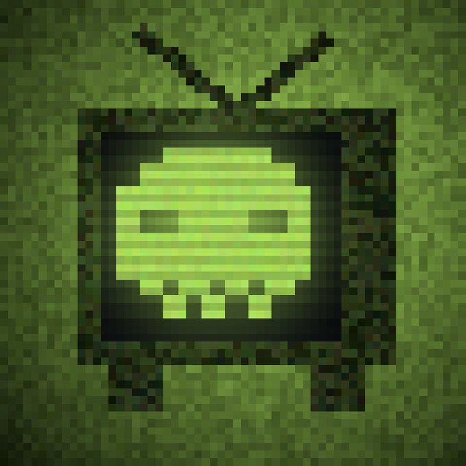 A pixelated, retro-style green skull face displayed on a vintage TV with antennas, set against a green blocky background. The haunting, digital aesthetic fits the "Screenlings" NFT collection being advertised, with the skeletal imagery reinforcing the limited 130 remaining count.