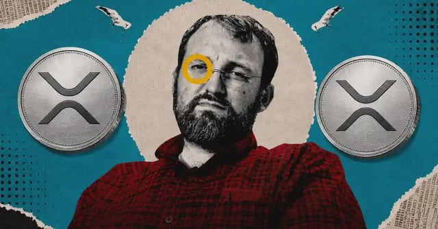 The image features a man with glasses, wearing a red shirt, sitting against a blue background that includes two coins - one silver coin and one gold coin. The text "Charles Hoskinson says Ripple might need Midnight" is written above the man's head, while the phrase "suggested for you" is below him. This suggests that Ripple may benefit from using the privacy-focused cryptocurrency called Midnight to expand its reach in the market.