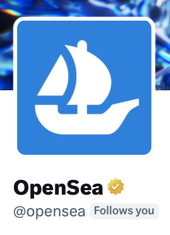OpenSea's verified Twitter profile (@opensea) is displayed, featuring their iconic blue logo with a white sailboat. The post celebrates "Mutuals Day" by inviting followers to reply for a chance to be followed back by the account.
