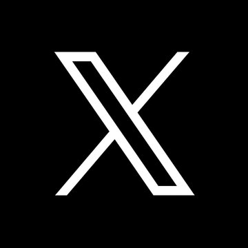 A stylized white 'X' logo on a black background, representing the social media platform formerly known as Twitter.