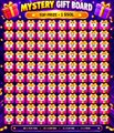 A small image of a 'Mystery Gift Box' featuring a grid of approximately 50 small red and yellow icons.